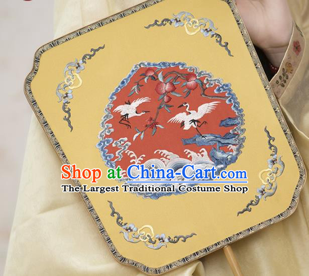 China Traditional Ming Dynasty Empress Silk Fan Embroidered Palace Fan Handmade Hanfu Fan