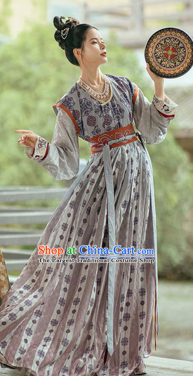 Traditional China Tang Dynasty Historical Clothing Ancient Palace Lady Dance Embroidered Hanfu Dress