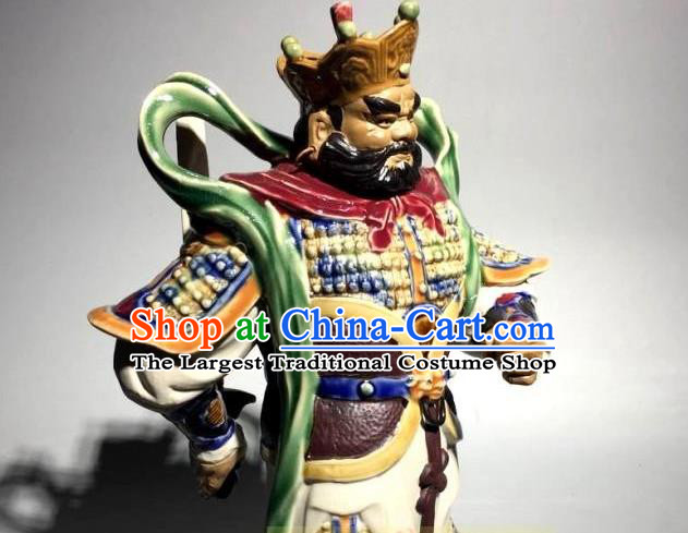China Shi Wan Ceramic Si Da Tian Wang Statues Handmade Four Heavenly King Figurine Set