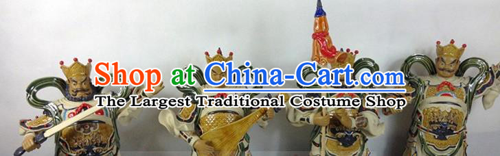China Handmade Four Heavenly King Porcelain Figurine Shi Wan Si Da Tian Wang Ceramic Statues Set