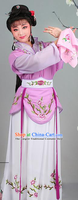 China Traditional Peking Opera Diva Garment Costumes Huangmei Opera Young Lady Violet Dress Clothing