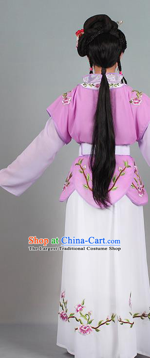 China Traditional Peking Opera Diva Garment Costumes Huangmei Opera Young Lady Violet Dress Clothing