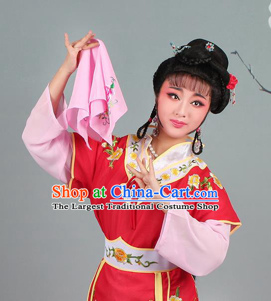 China Traditional Peking Opera Xiaodan Garment Costumes Huangmei Opera Young Lady Red Dress Clothing