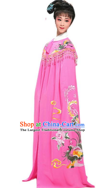 China Traditional Yue Opera Princess Embroidered Phoenix Cloak Clothing Shaoxing Opera Diva Pink Chiffon Mantle