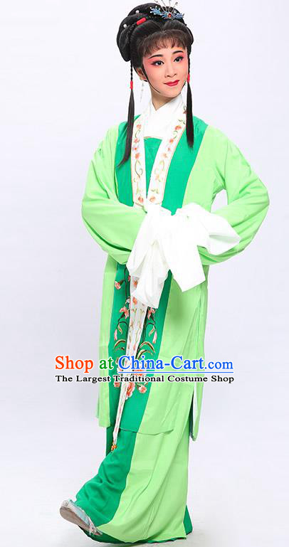 China Shaoxing Opera Village Girl Green Dress Clothing Traditional Yue Opera A Bride for a Ride Zhou Wenbin Garment Costumes