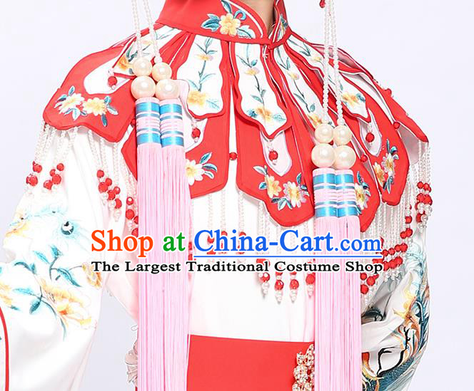 China Traditional Yue Opera Bride Wedding Garment Costumes Shaoxing Opera Princess White Dress Clothing and Phoenix Crown