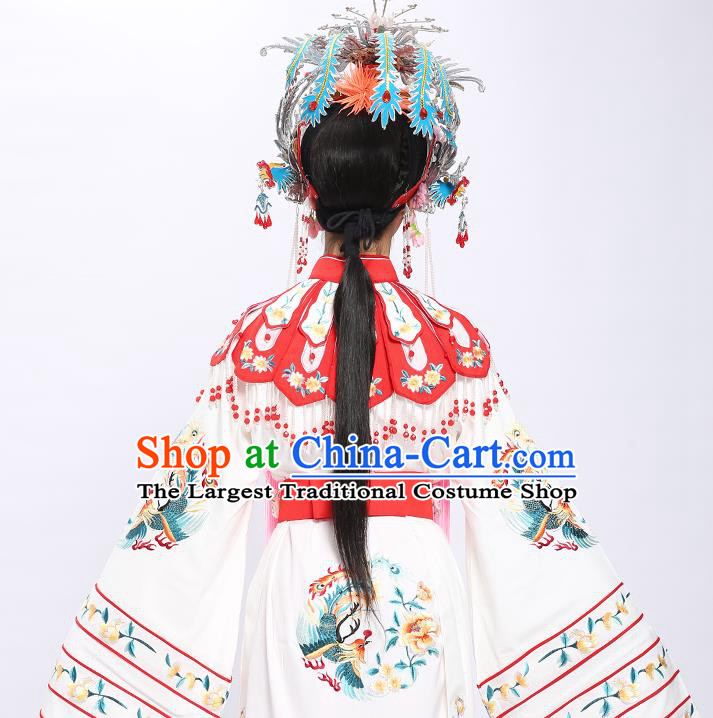 China Traditional Yue Opera Bride Wedding Garment Costumes Shaoxing Opera Princess White Dress Clothing and Phoenix Crown