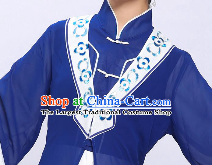 China Traditional Huangmei Opera Meng Jiang Nv Garment Costumes Shaoxing Opera Young Woman Blue Dress Clothing and Headsress