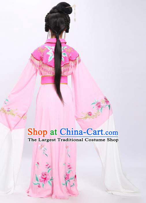 China Traditional Huangmei Opera Fairy Garment Costumes Shaoxing Opera Actress Princess Embroidered Pink Dress Clothing