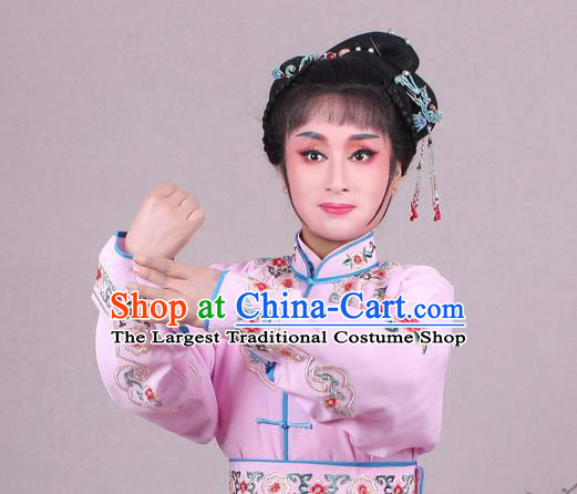 China Shaoxing Opera Martial Arts Woman Pink Dress Clothing Traditional Peking Opera Blues Dao Ma Dan Garment Costumes