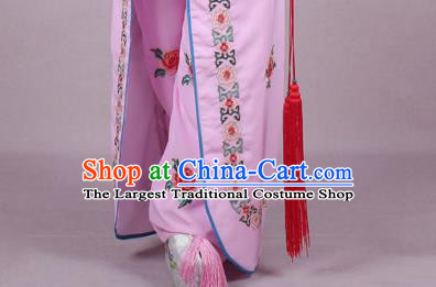 China Shaoxing Opera Martial Arts Woman Pink Dress Clothing Traditional Peking Opera Blues Dao Ma Dan Garment Costumes