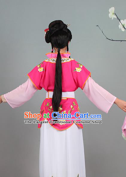 China Huangmei Opera Servant Girl Rosy Dress Clothing Traditional Peking Opera Hua Tan Garment Costumes