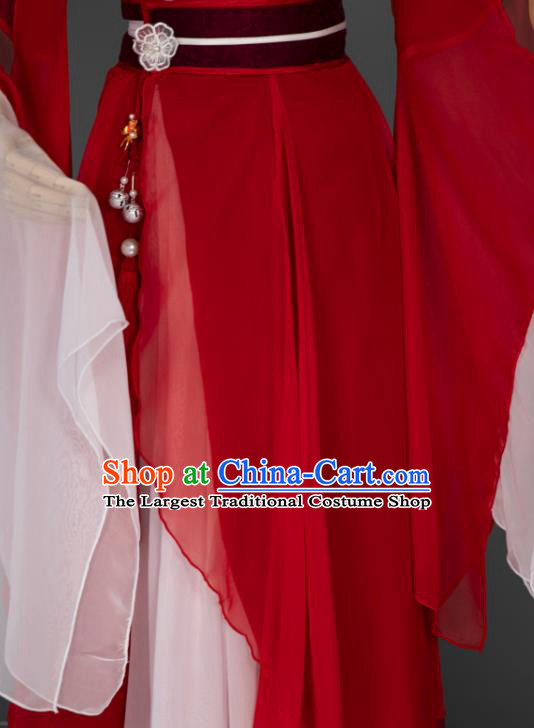 China Cosplay Goddess Garment Costumes Traditional Hanfu Dance Apparels Ancient Fairy Red Dress Clothing