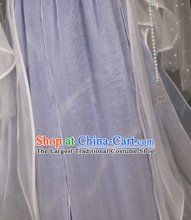 China Cosplay Goddess Garment Costumes Traditional Hanfu Dance Apparels Ancient Young Lady Blue Dress Clothing