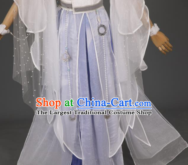 China Cosplay Goddess Garment Costumes Traditional Hanfu Dance Apparels Ancient Young Lady Blue Dress Clothing