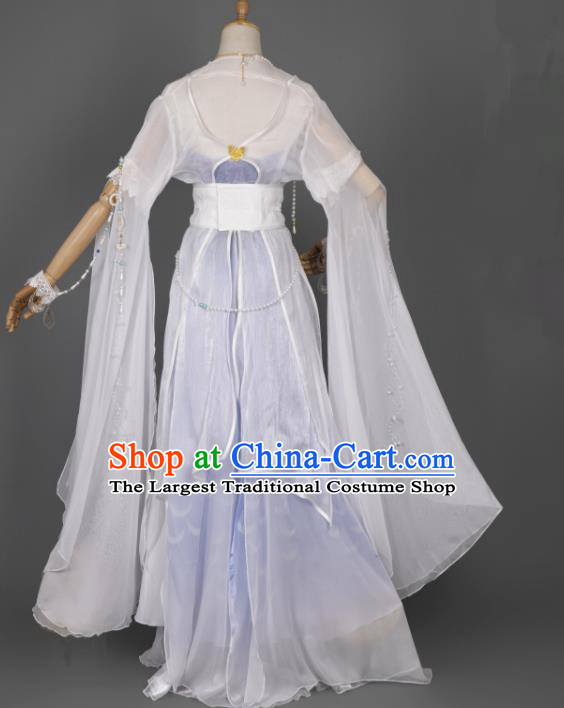 China Ancient Princess Blue Dress Clothing Cosplay Goddess Garment Costumes Traditional Hanfu Fairy Dance Apparels