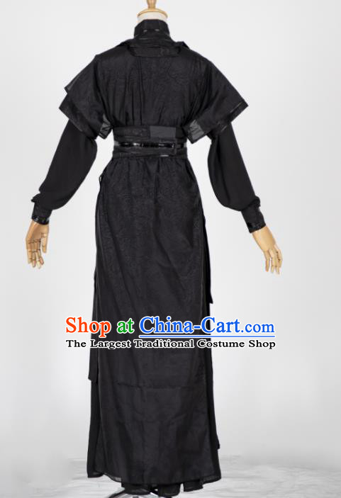 China Cosplay Hero Gu Yun Garment Costumes Traditional Hanfu Apparels Ancient Swordsman Black Clothing