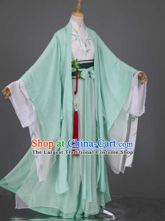 China Ancient Swordsman Light Green Clothing Cosplay Childe Shen Qingqiu Garment Costumes Traditional Hanfu Apparels
