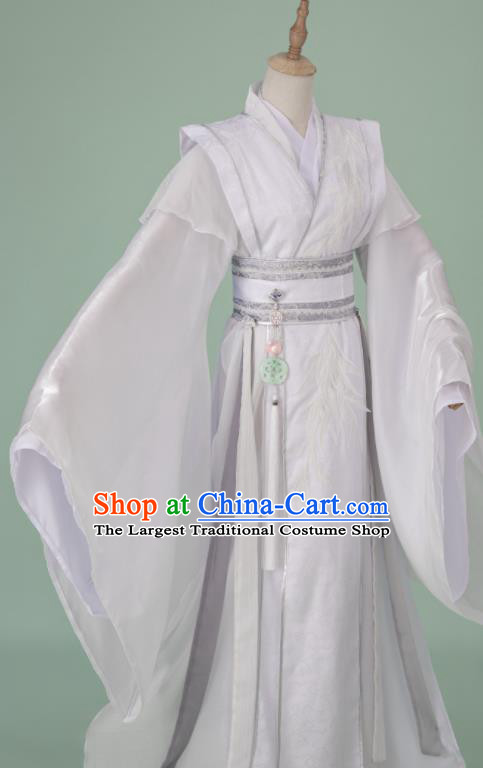 China Cosplay Noble Childe Garment Costumes Traditional Xian Xia Hanfu White Apparels Ancient Swordsman Clothing