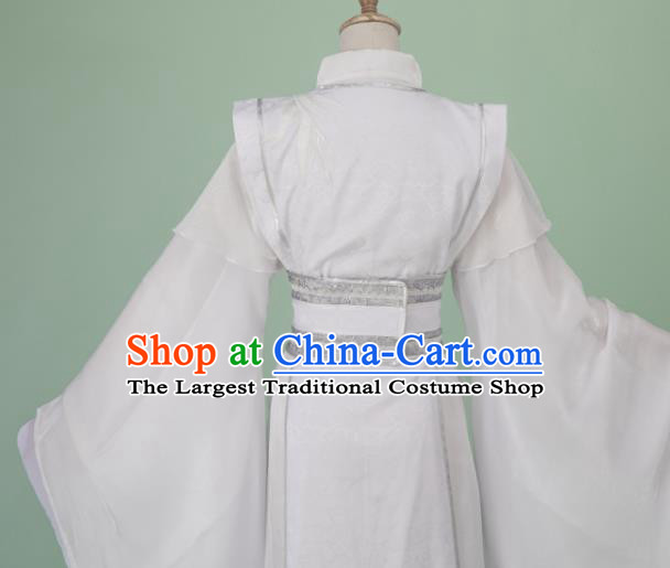 China Cosplay Noble Childe Garment Costumes Traditional Xian Xia Hanfu White Apparels Ancient Swordsman Clothing