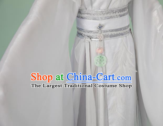 China Cosplay Noble Childe Garment Costumes Traditional Xian Xia Hanfu White Apparels Ancient Swordsman Clothing