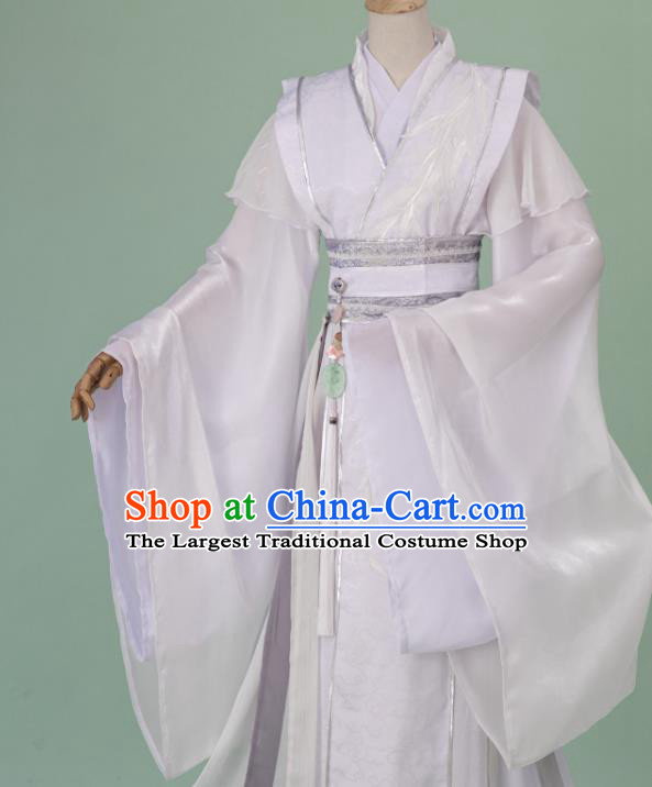 China Cosplay Noble Childe Garment Costumes Traditional Xian Xia Hanfu White Apparels Ancient Swordsman Clothing