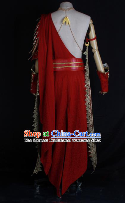 Chinese Cosplay Young Hero Garment Costumes Cartoon Tian Bao Fu Yao Lu Chong Ming Clothing Ancient Swordsman Red Attires