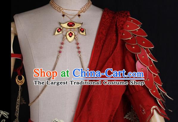 Chinese Cosplay Young Hero Garment Costumes Cartoon Tian Bao Fu Yao Lu Chong Ming Clothing Ancient Swordsman Red Attires