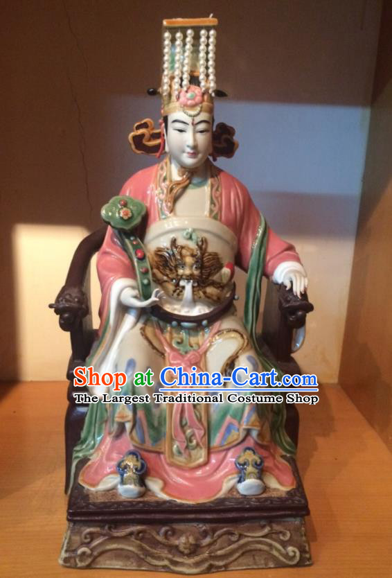 Handmade Goddess Ma Zu Statue Heaven Queen Ceramics Statue Craft Shi Wan Figurine