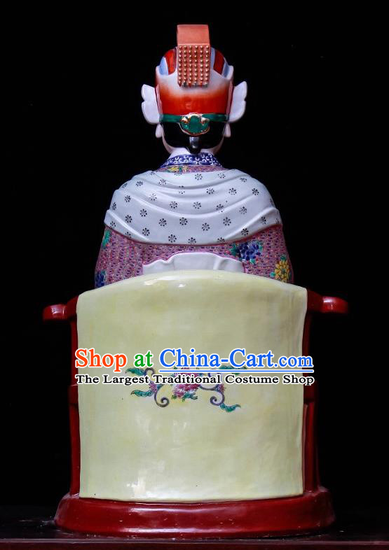 Handmade Shi Wan Porcelain Figurine Craft Goddess Ma Zu Statue Colorful Ceramics Heaven Queen Statue