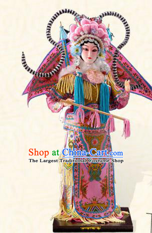 Handmade China Beijing Silk Figurine Traditional Peking Opera Female General Doll - Mu Guiying