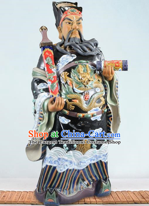 Chinese Shi Wan Figurine Clay Bao Zheng Statue Handmade Ceramic Bao Qing Tian Judge Bao Statue