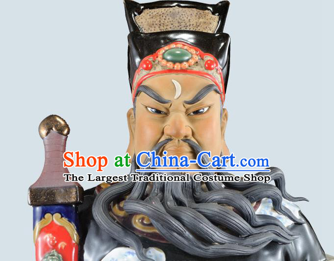 Chinese Shi Wan Figurine Clay Bao Zheng Statue Handmade Ceramic Bao Qing Tian Judge Bao Statue