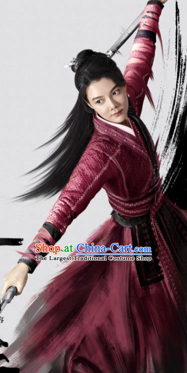Chinese Wuxia Drama The Legend of Fei Ancient Swordswoman Garment Costumes Traditional Female Knight Li Jinrong Apparels