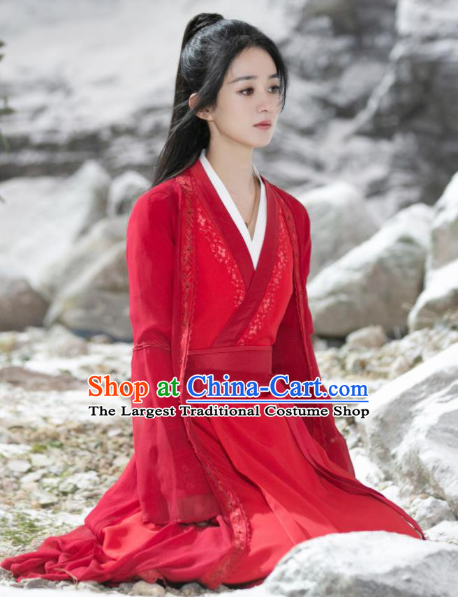 Chinese Wuxia Drama The Legend of Fei Zhou Fei Wedding Clothing Ancient Swordswoman Garment Costumes Martial Arts Red Dress Apparels