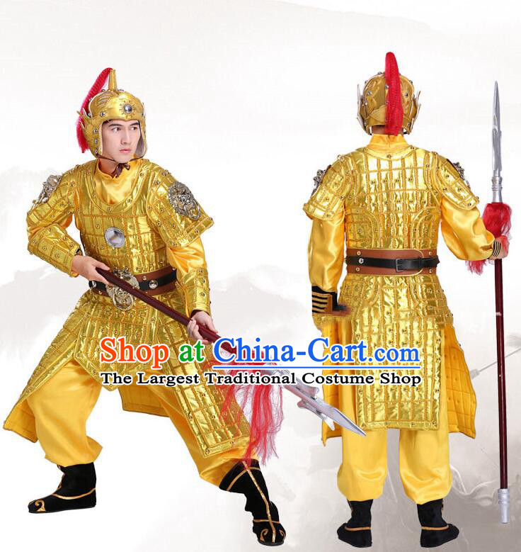 China Ancient General Golden Armor and Helmet Complete Set