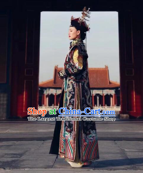 China Qing Dynasty Empress Garment Costumes Ancient Manchu Court Woman Formal Clothing Ruyi Legend Apparels