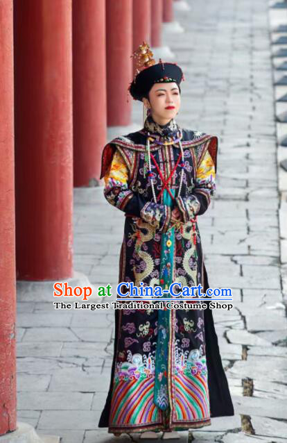 China Qing Dynasty Empress Garment Costumes Ancient Manchu Court Woman Formal Clothing Ruyi Legend Apparels
