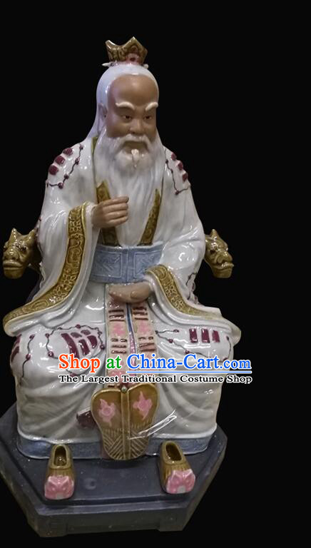 Chinese Handmade Arts Shi Wan Ceramic Three Gods Figurine San Qing Porcelain Statues