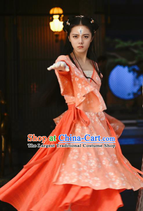 China Ancient Young Lady Red Dress Garment Romance Drama The Blessed Girl Huotu Ling Long Costumes Traditional Fairy Clothing
