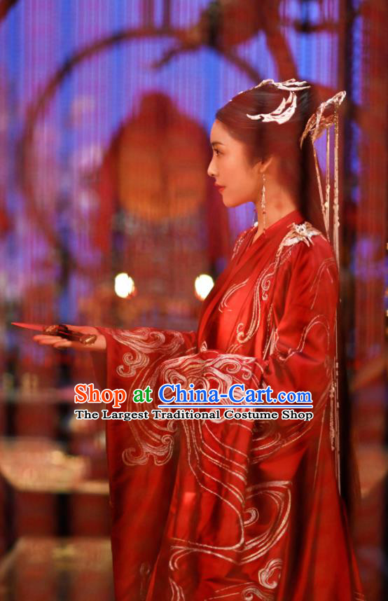 China Traditional Wedding Bride Clothing Ancient Dress Garment Romance Drama The Blessed Girl Yin Zhuang Costumes and Headpieces