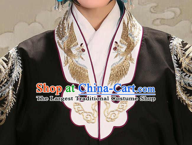 China Peking Opera Hua Tan Black Phoenix Coat Garment Traditional Opera Empress Clothing Beijing Opera Diva Outer Costume
