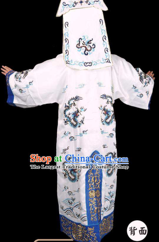 China Beijing Opera Swordsman Costume Peking Opera Wusheng White Garments Traditional Opera Soldier Clothing and Hat