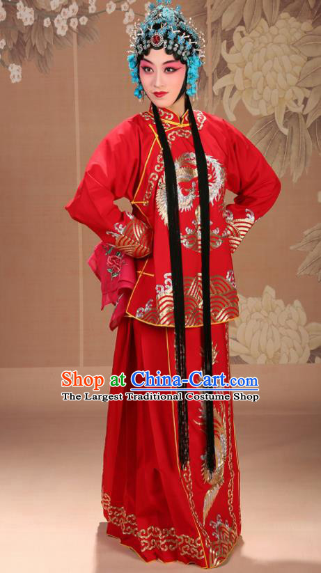 China Peking Opera Xiao Dan Red Dress Garments Traditional Opera Actress Clothing Beijing Opera Diva Costume