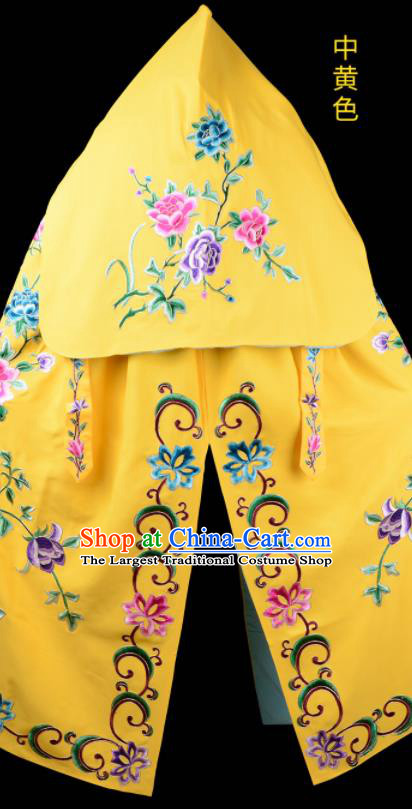 China Traditional Opera Embroidered Yellow Cape Clothing Beijing Opera Wudan Costume Peking Opera Female General Mantle Garment