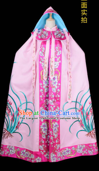 China Peking Opera Actress Mantle Garment Traditional Opera Bi Yu Zan Embroidered Pink Cape Clothing Beijing Opera Diva Costume