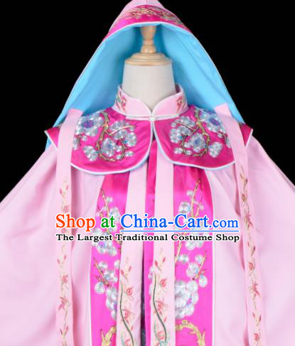 China Peking Opera Actress Mantle Garment Traditional Opera Bi Yu Zan Embroidered Pink Cape Clothing Beijing Opera Diva Costume