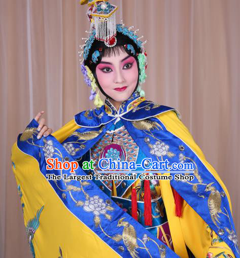 China Beijing Opera Diva Costume Peking Opera Empress Yellow Mantle Garment Traditional Opera Yu Ji Cape Clothing