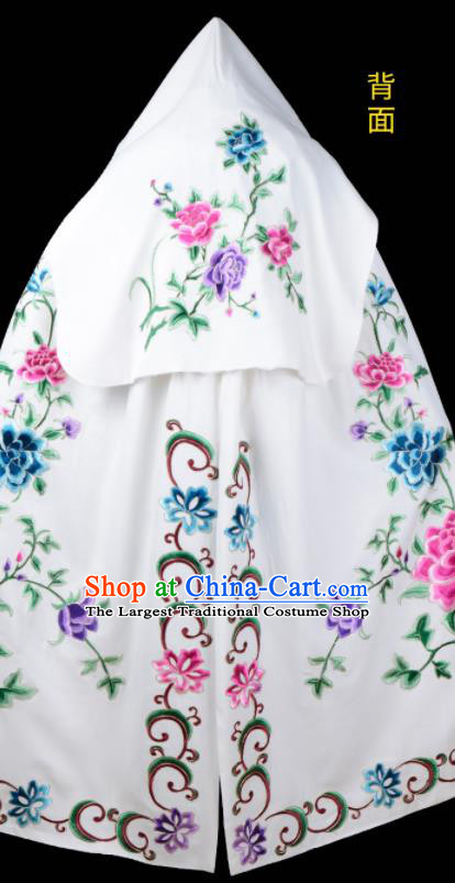 China Traditional Opera White Cape Clothing Beijing Opera Hua Tan Costume Peking Opera Actress Embroidered Mantle Garment