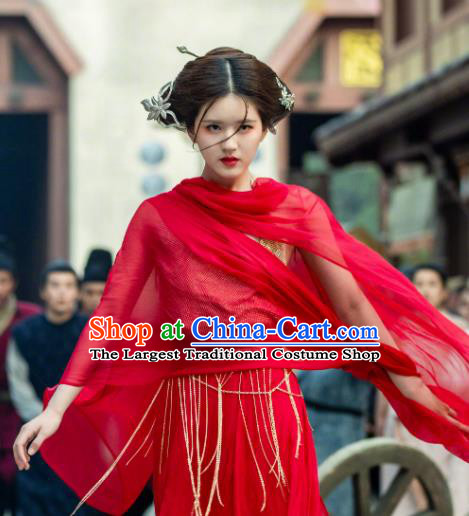 China Traditional Red Hanfu Dress Wuxia Drama The Romance of Tiger and Rose Chen Qian Qian Clothing Ancient Swordswoman Garment Costumes